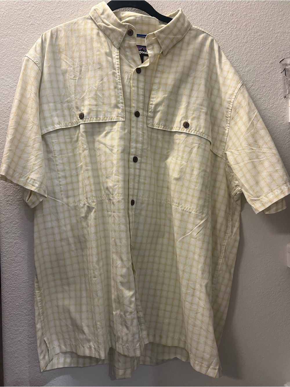 Patagonia Men’s Light Yellow Plaid Button-Down Shirt